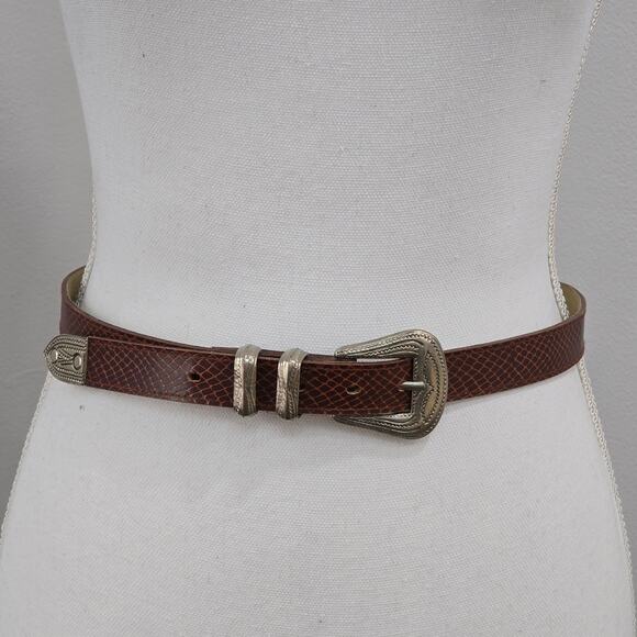 State of The Art Women's Size 12 Brown Faux Snake Skin Belt Western Boho Buckle - Picture 1 of 16